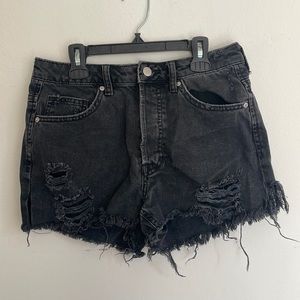 H&M Distressed Black Denim Shorts